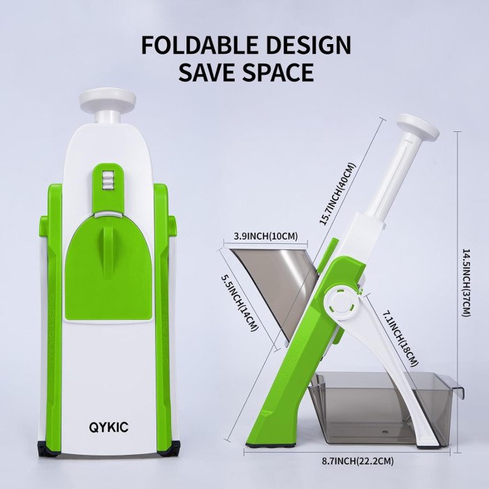 Safe Mandoline Slicer for Kitchen, 5 in-1 Vegetable Chopper