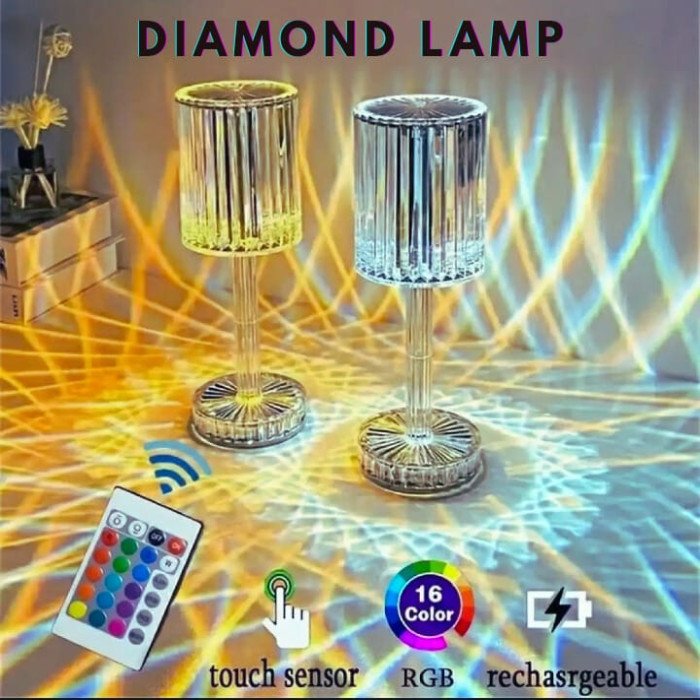 Crystal Satnd Diamond 16 Color Changing RGB Remote Control USB Rechargeable Touch Control Dimmable LED Table Lamp