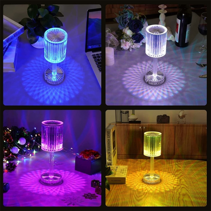 Crystal Satnd Diamond 16 Color Changing RGB Remote Control USB Rechargeable Touch Control Dimmable LED Table Lamp