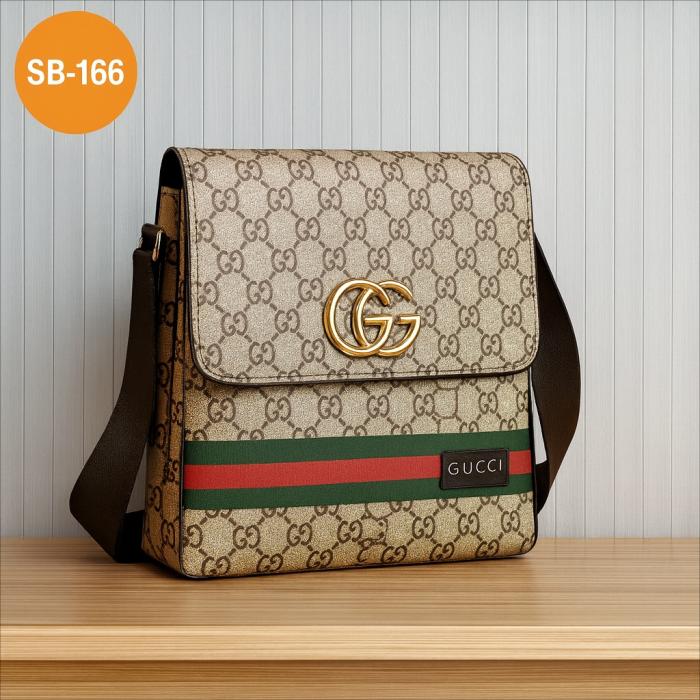 GUCCI SB-166 Luxurious Professional Waterproof Leather Trendy Side Body Bag For Unisex