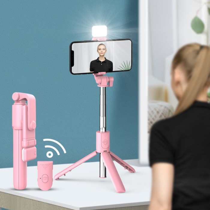 Multifunctional Selfie Stick Plus Tripod With Light And Bluetooth Remote Control