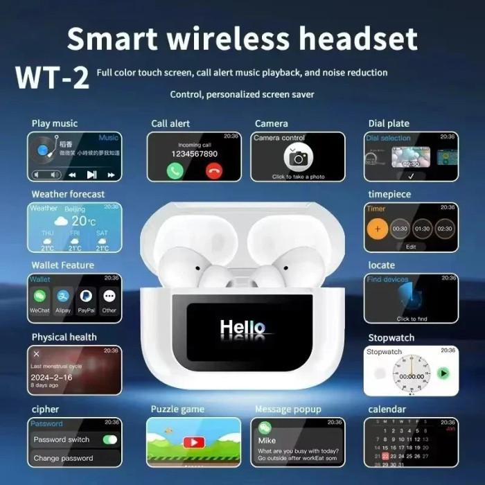 Multifunctonal Bluetooth 5.4 Wireless LCD Color Screen ANC Noise Cancelling TWS Sports Earbuds (White)